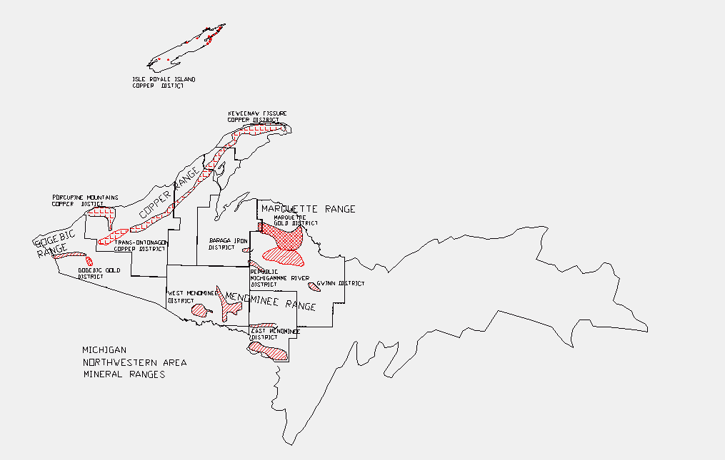 Upper
Michigan
Copper and Iron Mining Ranges